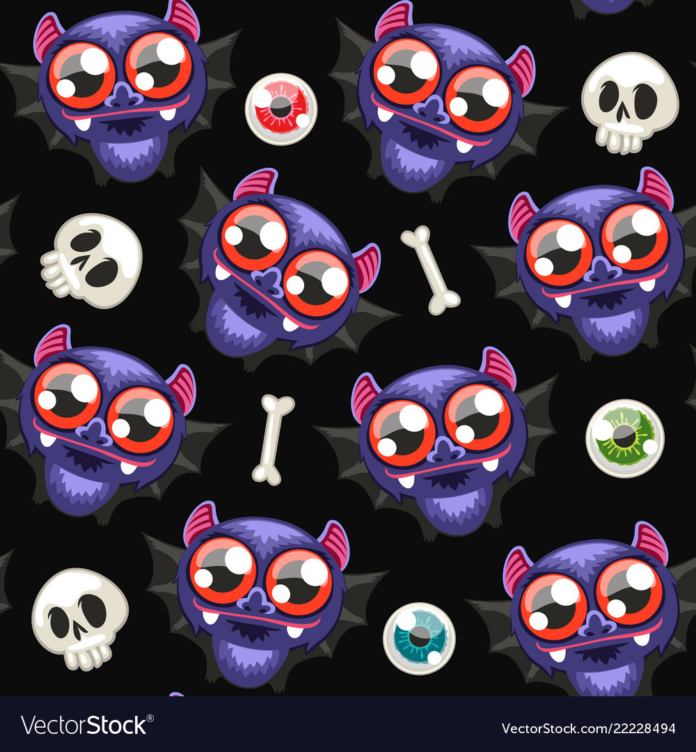 Halloween seamless pattern with bats on dark vector image Halloween seamless pattern with bats on dark