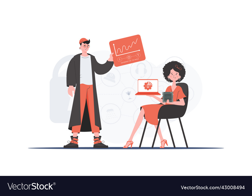 Internet of things team iot and automation vector image Internet of things team iot and automation