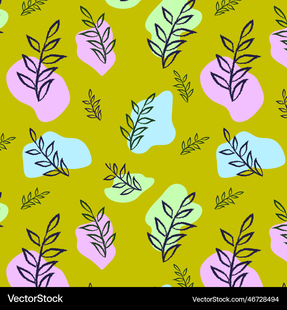 Leafy seamless botanical pattern Royalty Free Vector Image