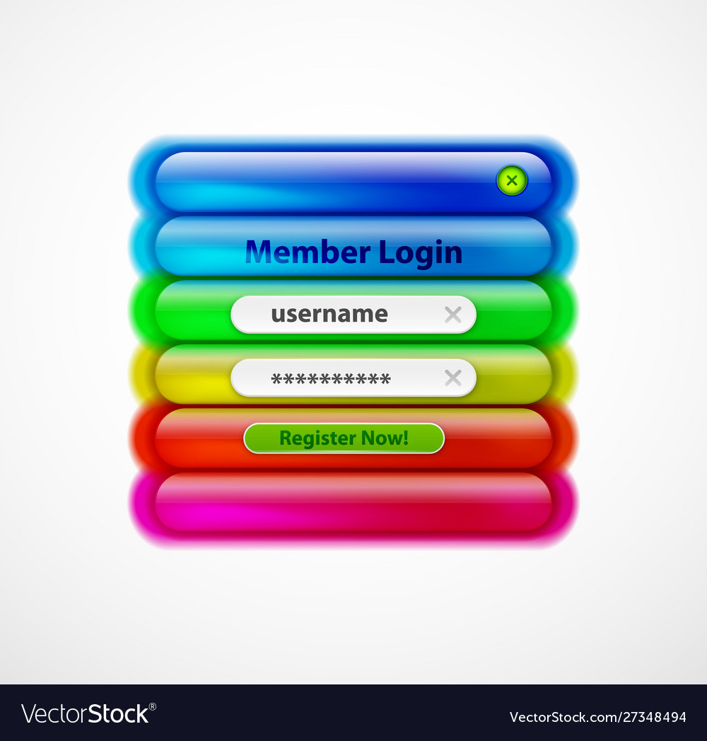 Login menu web interface template with buttons