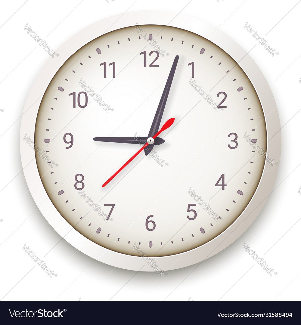 Modern Quartz Wall Clock On White Background Vector Image