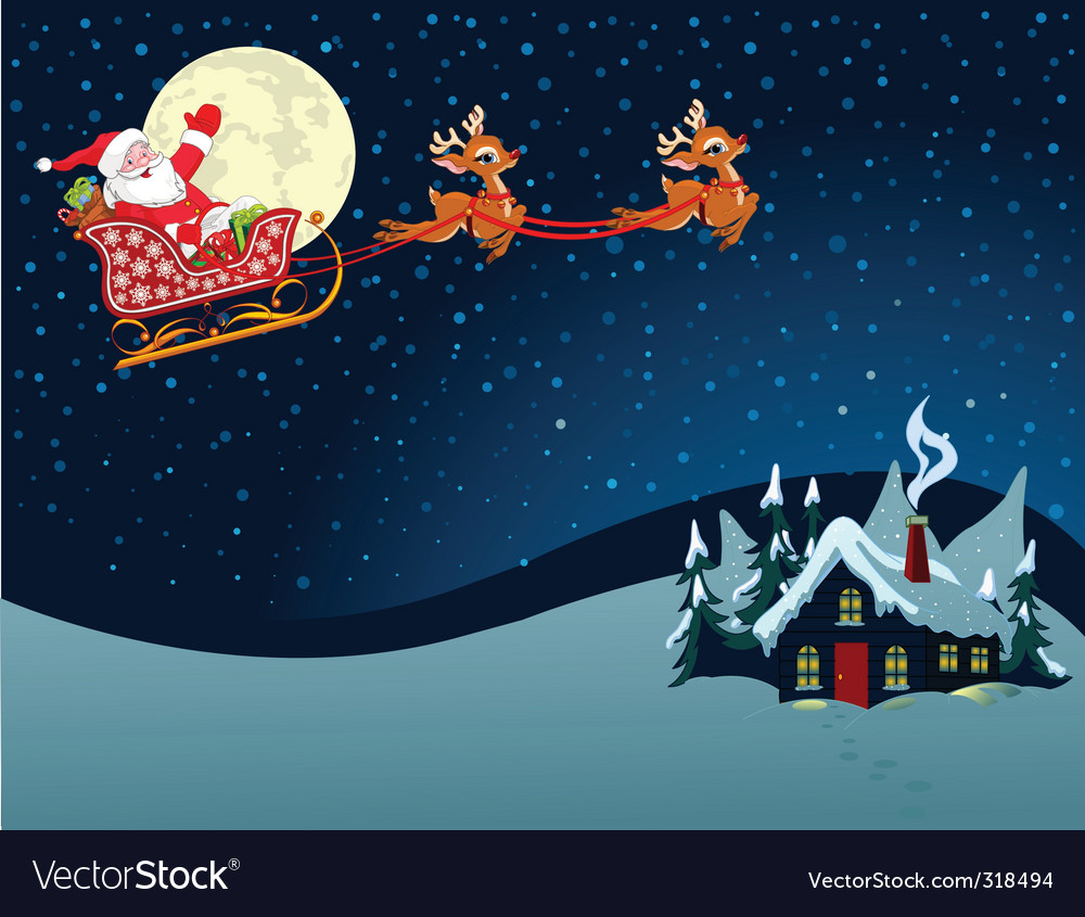 Santa claus in sled Royalty Free Vector Image - VectorStock