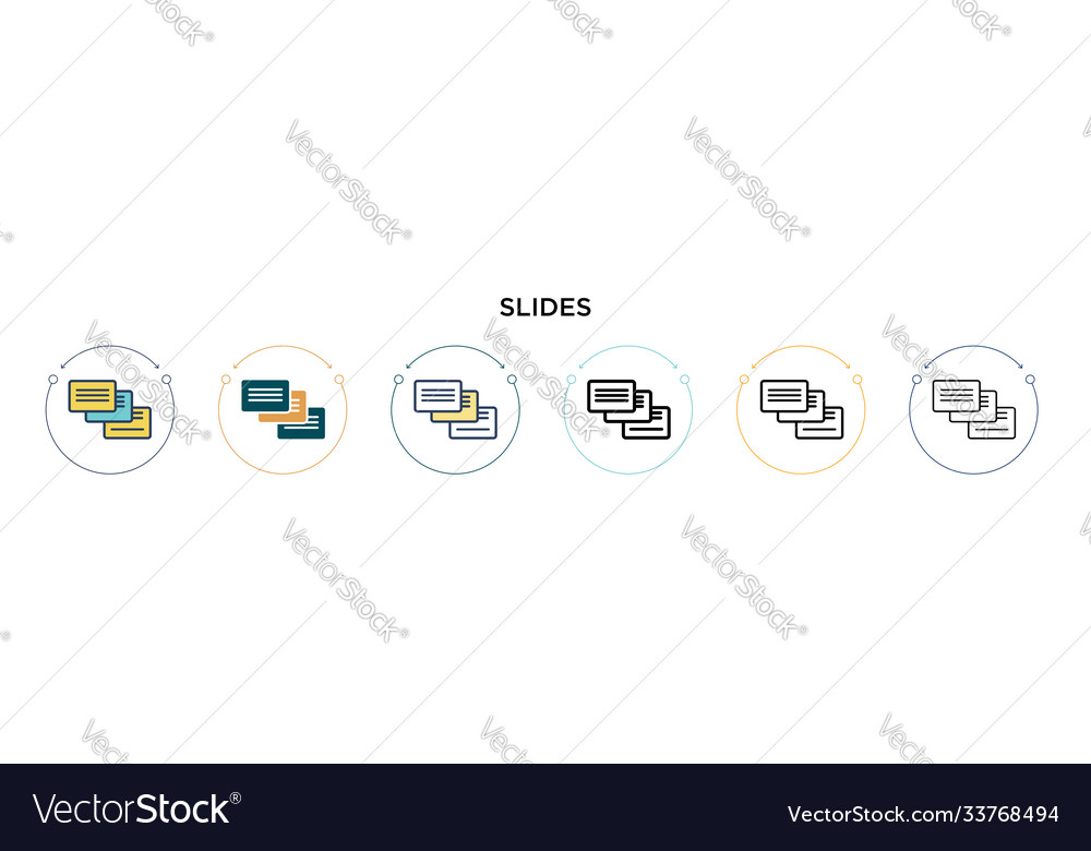 Slides icon in filled thin line outline