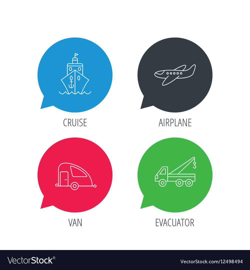 Transportation icons cruise airplane signs