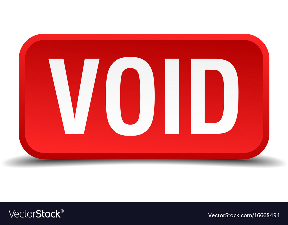 Void red 3d square button isolated on white