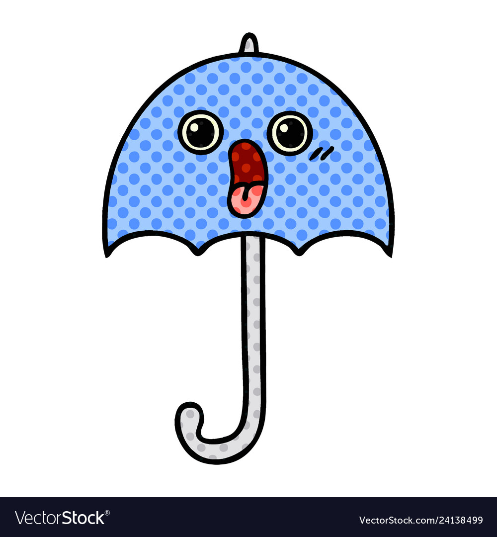 Comic book style cartoon umbrella Royalty Free Vector Image