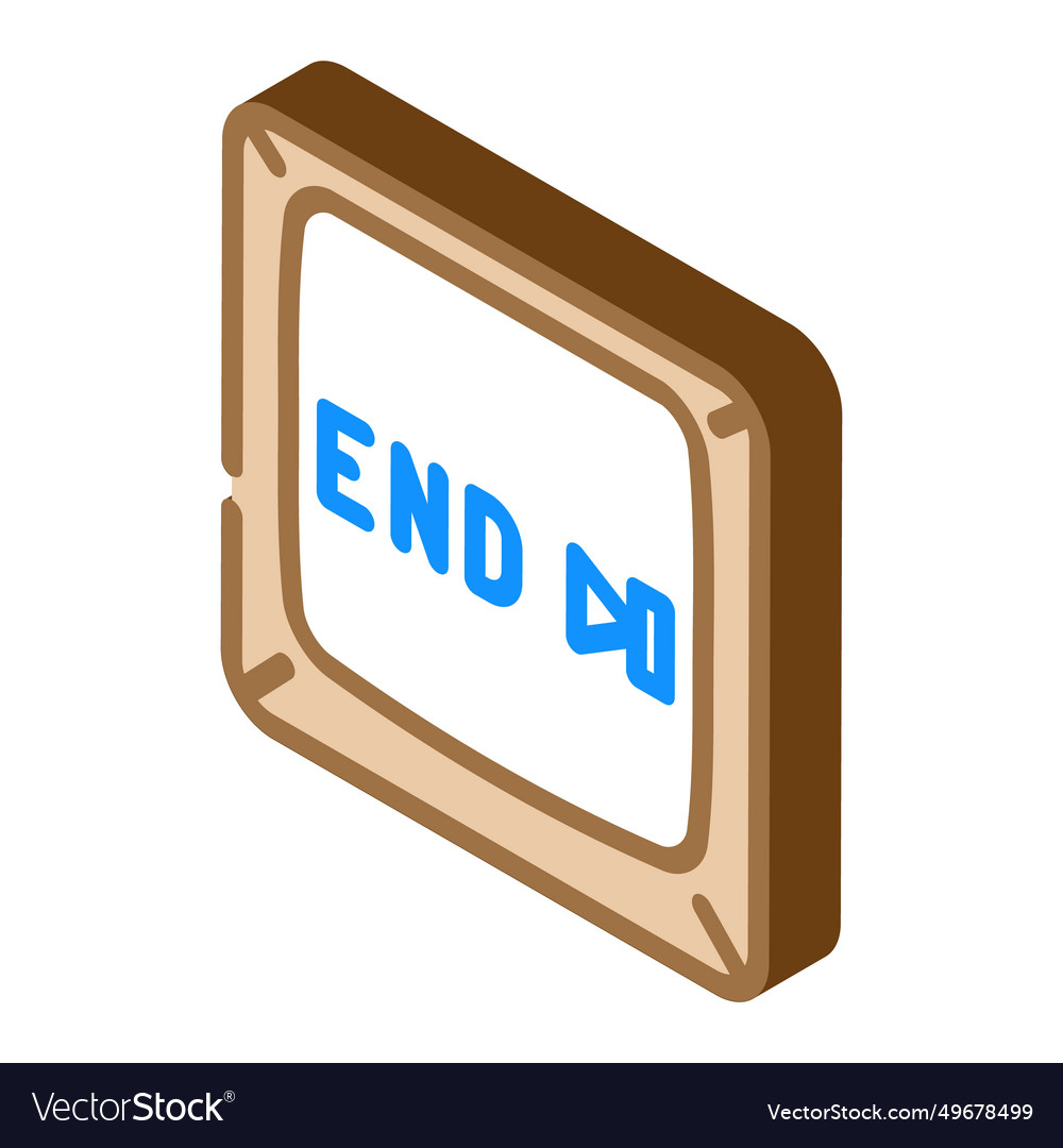End button isometric icon