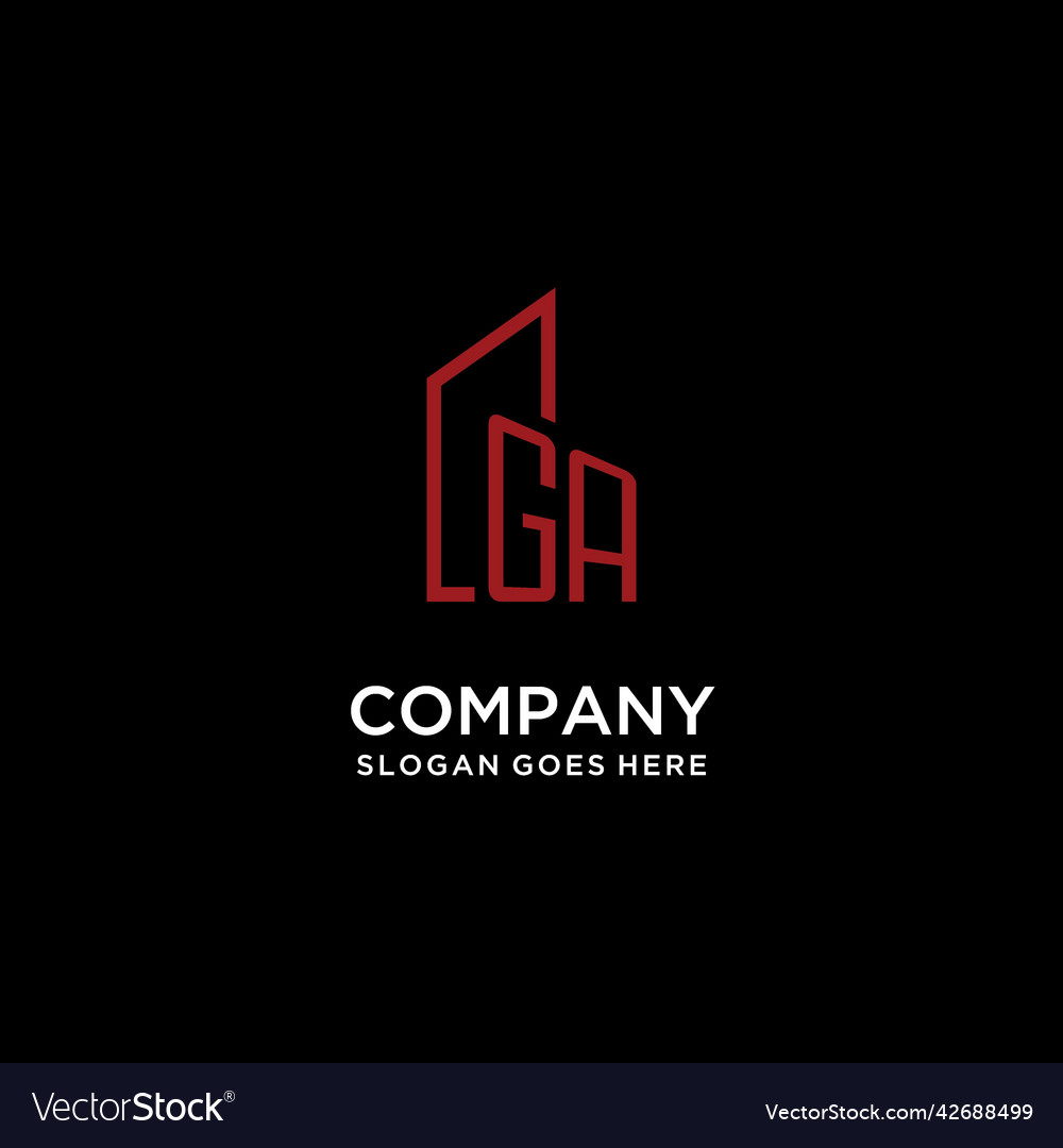 Ga initial monogram with building logo design