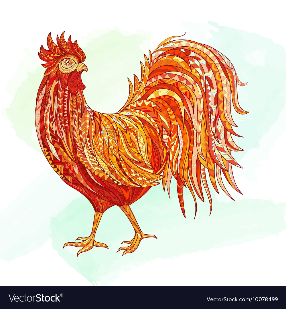 Hand drawn doodle outline rooster