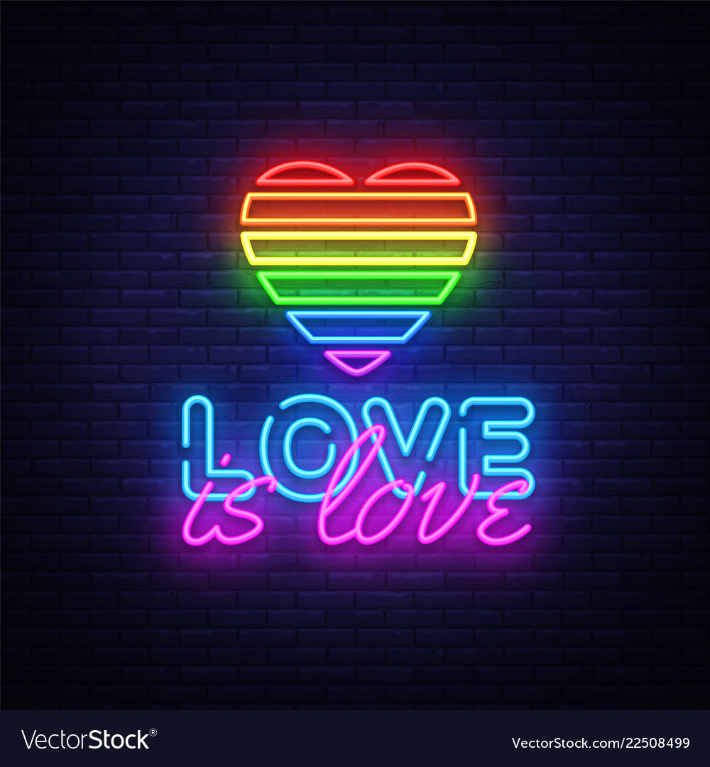 Love is love neon text design template Royalty Free Vector