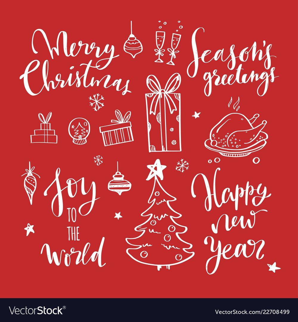 Merry christmas and new year words vector image Merry christmas and new year words