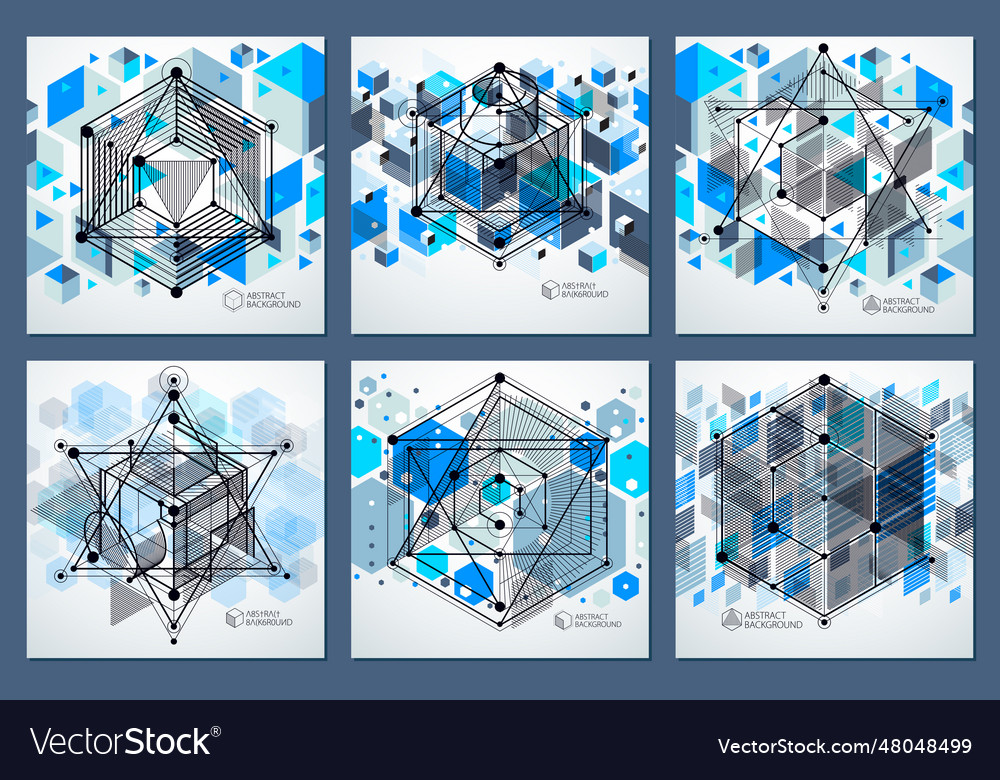 Modern isometric abstract blue backgrounds set Vector Image Modern isometric abstract blue backgrounds set