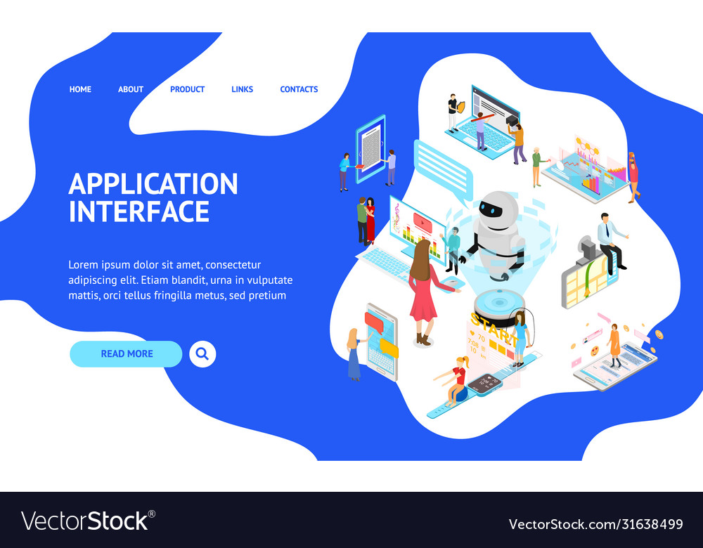People and app interfaces concept landing web page vector image People and app interfaces concept landing web page