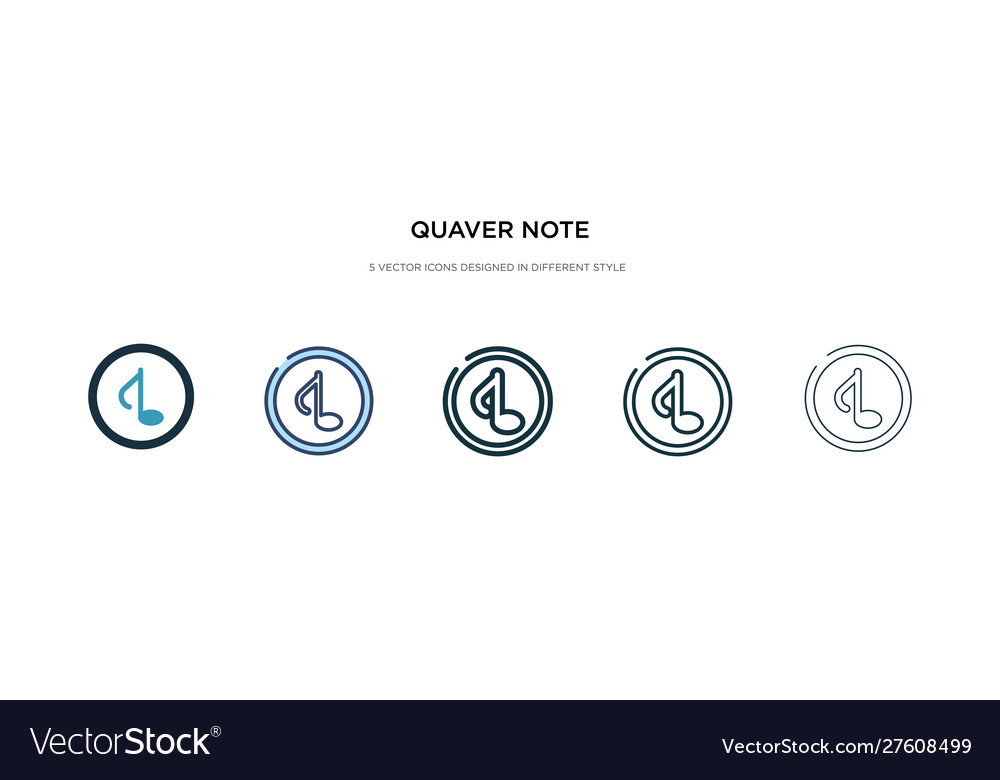 Quaver note icon in different style two colored