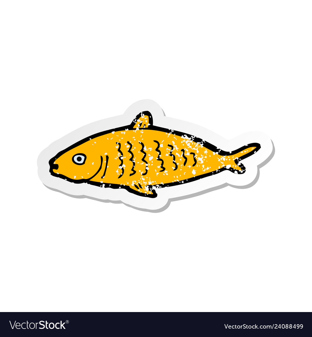 Retro distressed sticker of a cartoon fish