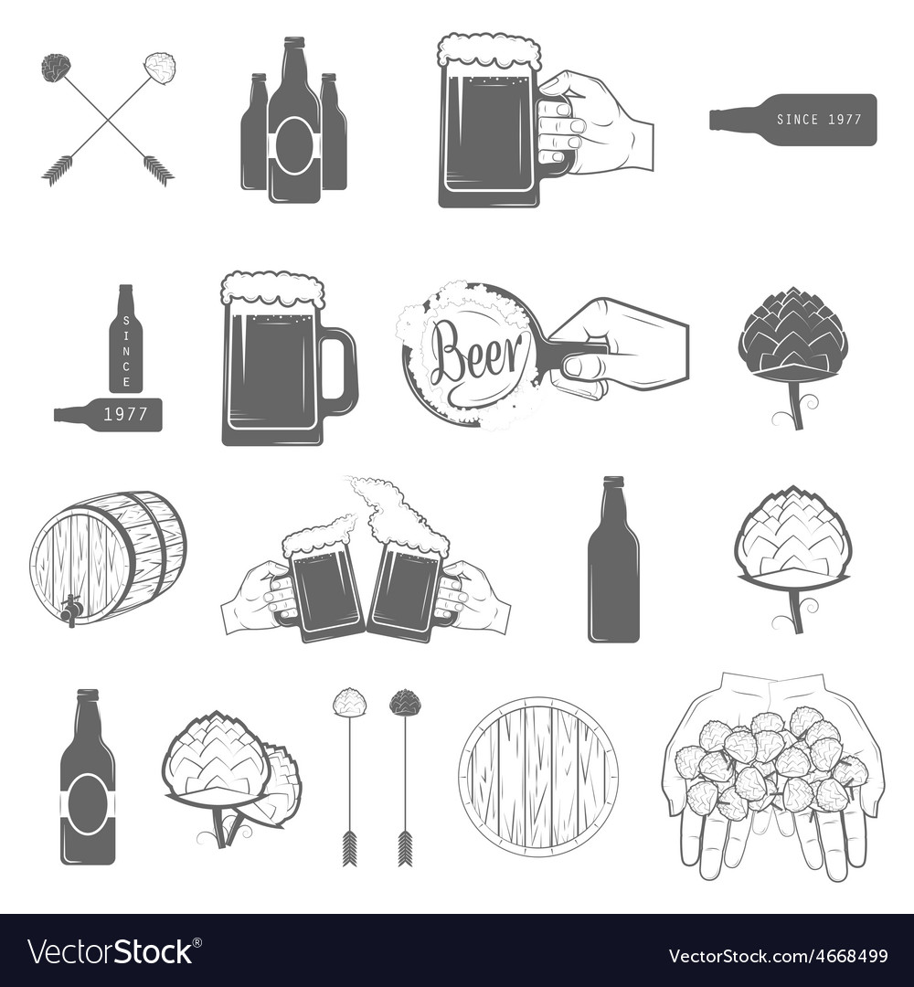 Set of two-color beer craft icons Royalty Free Vector Image