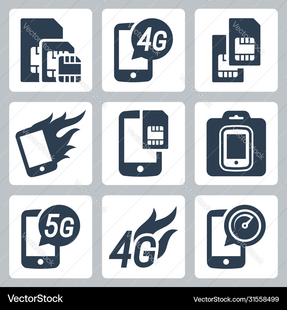 Simcards 4g 5g and mobile communication related Vector Image