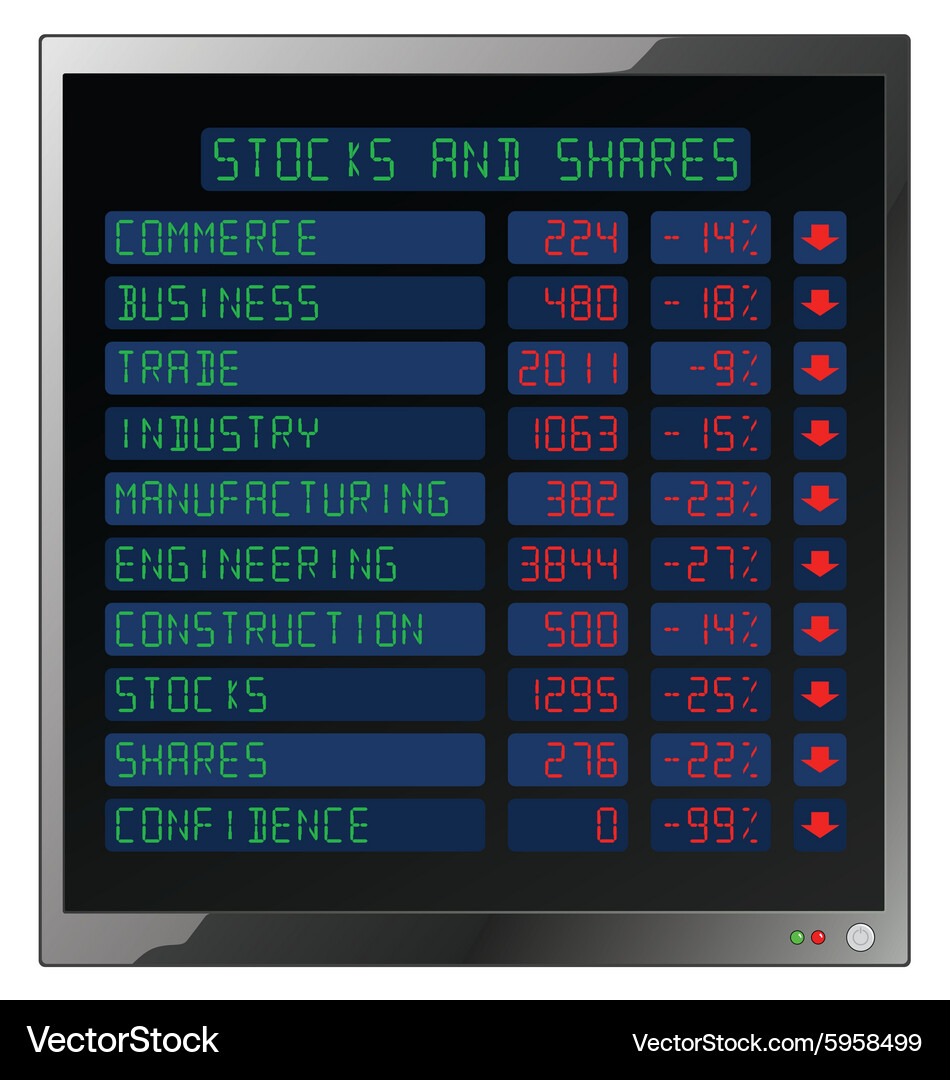 Stocks and Shares Crash Royalty Free Vector Image