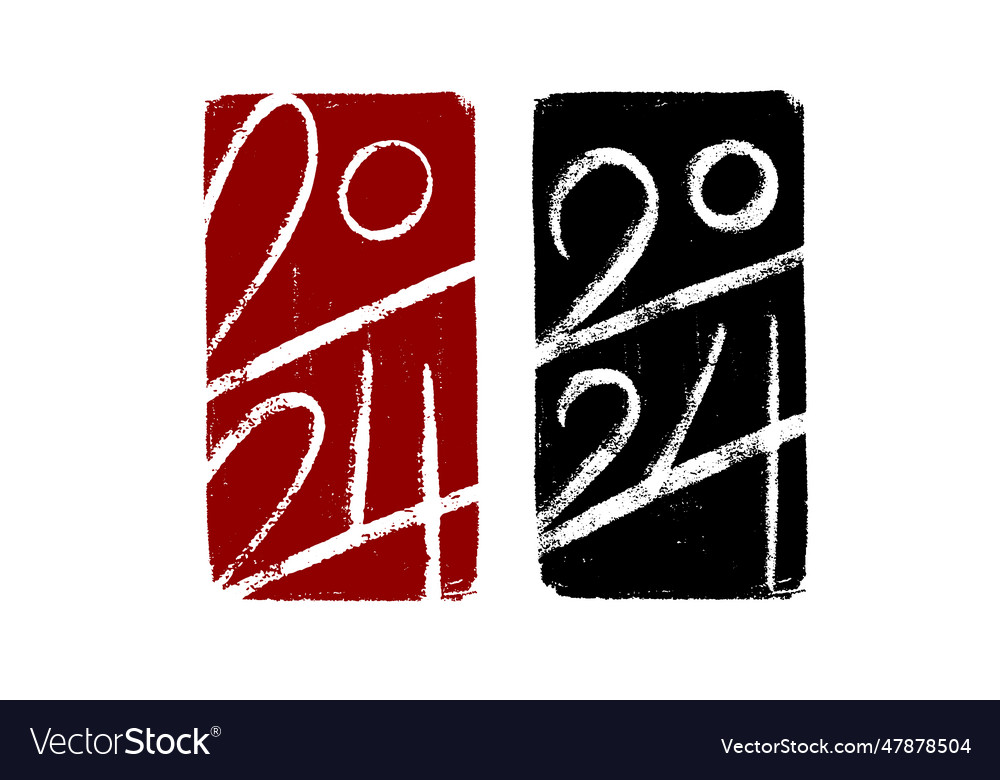 2024 hand-drawn numbers vertical