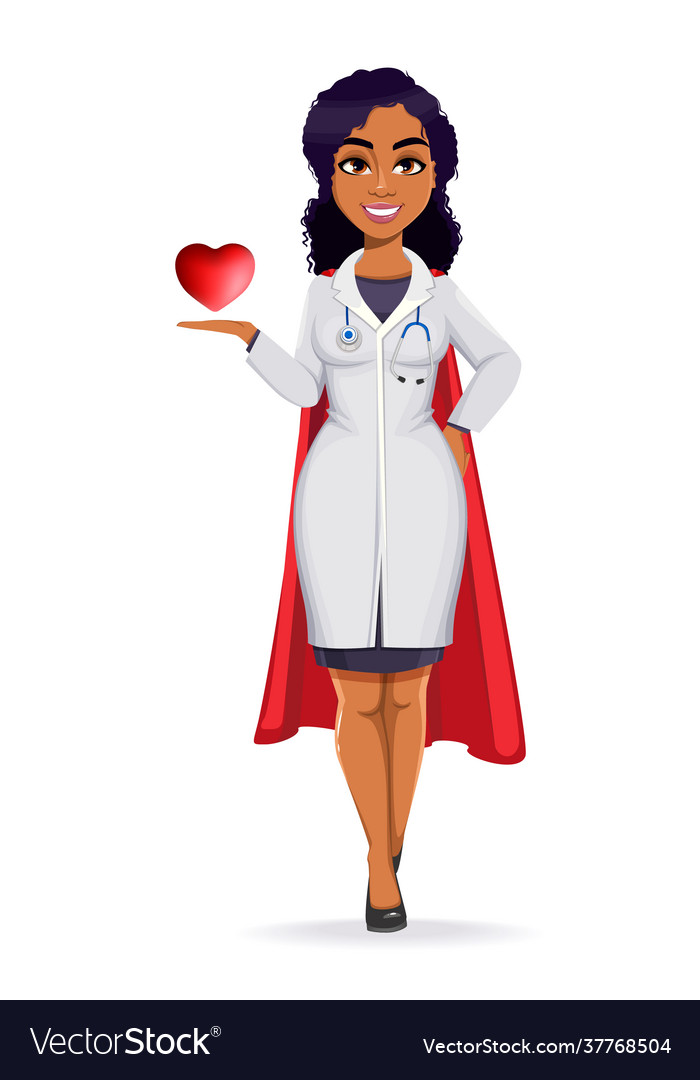 African american female doctor wearing white coat