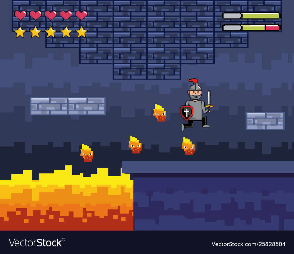 Arcade game world and pixel scene design