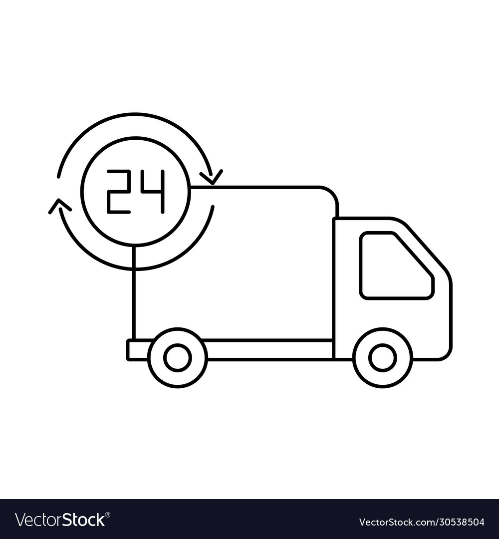 Cargo transport truck with symbol service 24