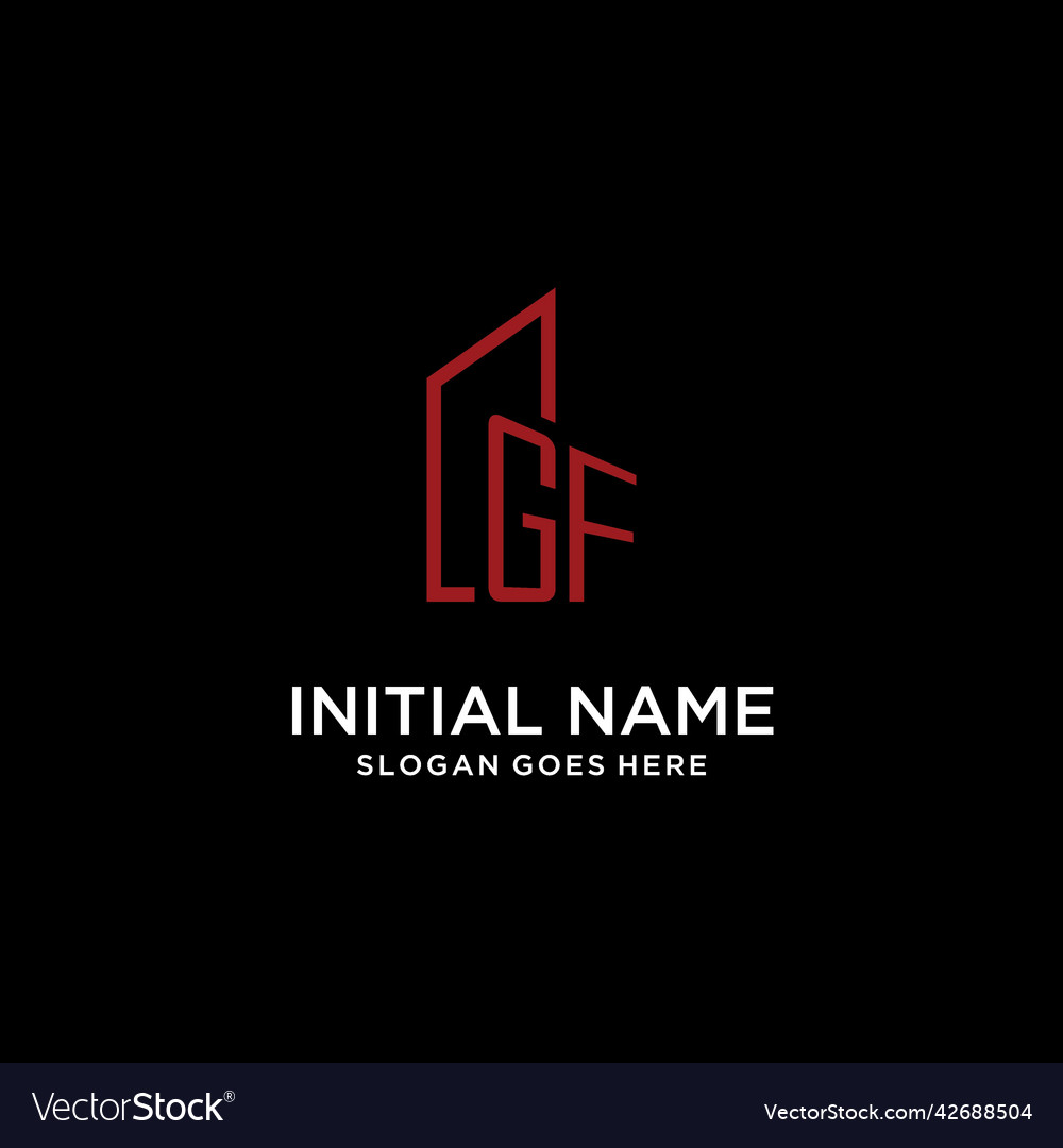 Gf initial monogram with building logo design
