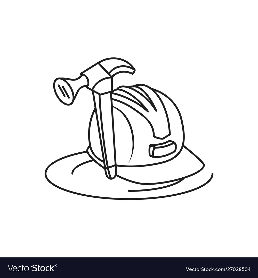 Hammer tool handle with helmet secure Vector Image Hammer tool handle with helmet secure