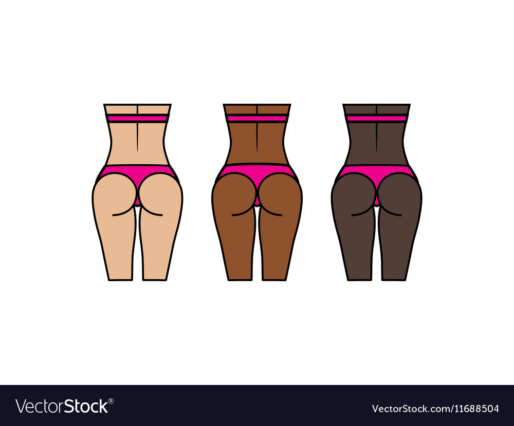 Healthy woman buttocks and backs different skin