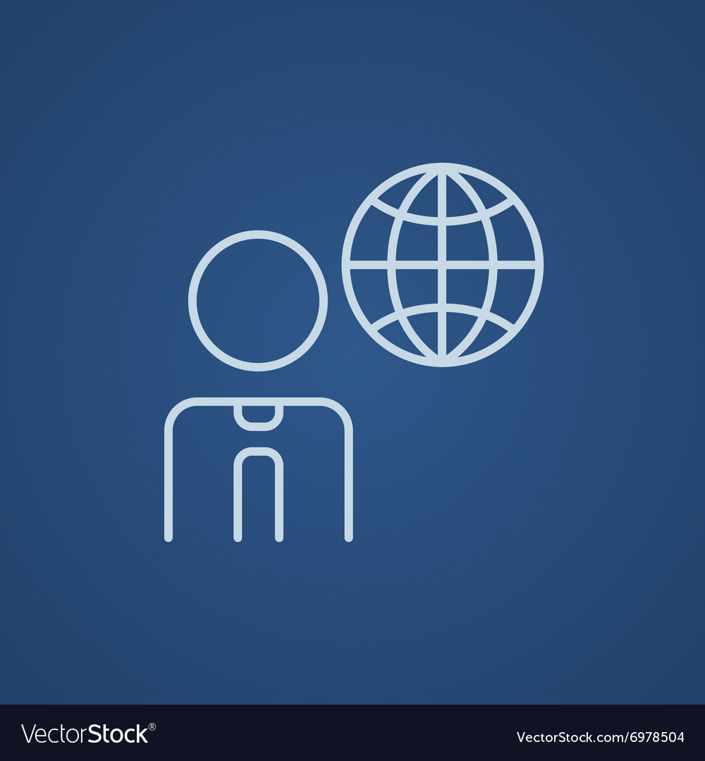 Man with globe line icon