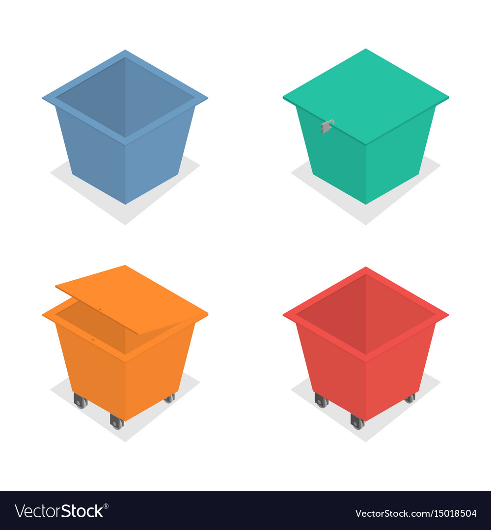 Metal container for garbage in isometric