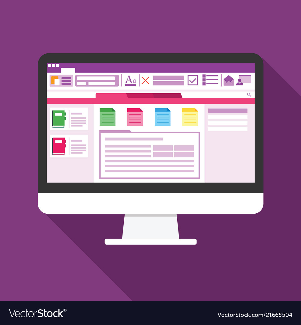 Note application software on computer screen flat Vector Image