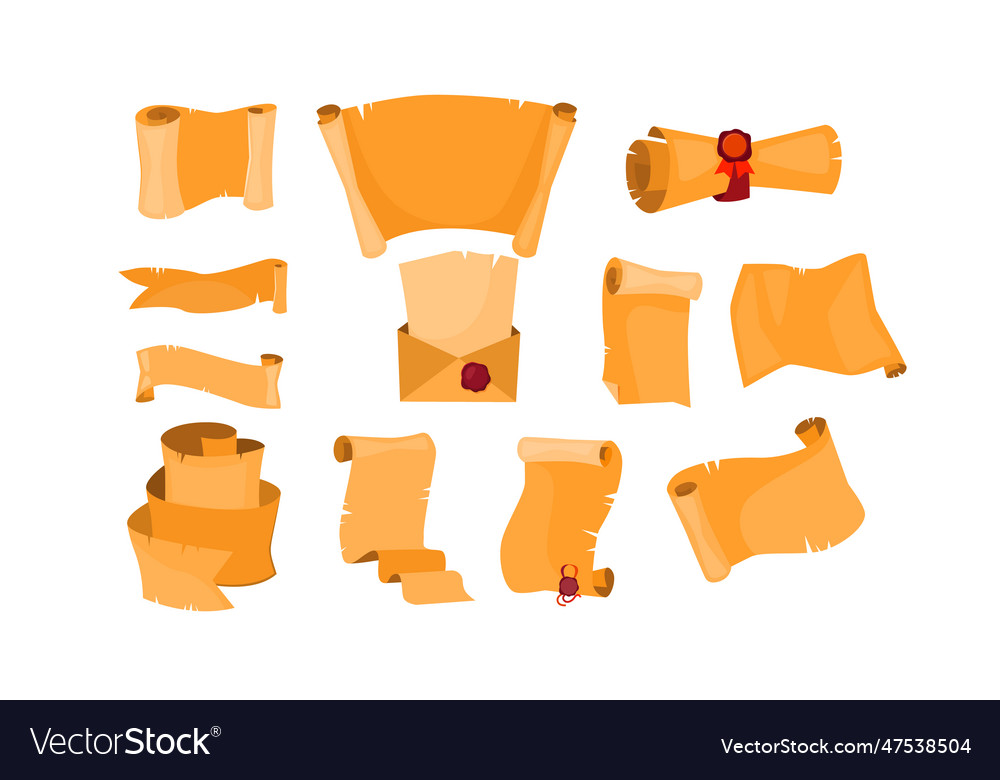 Old paper scrolls set vector image Old paper scrolls set