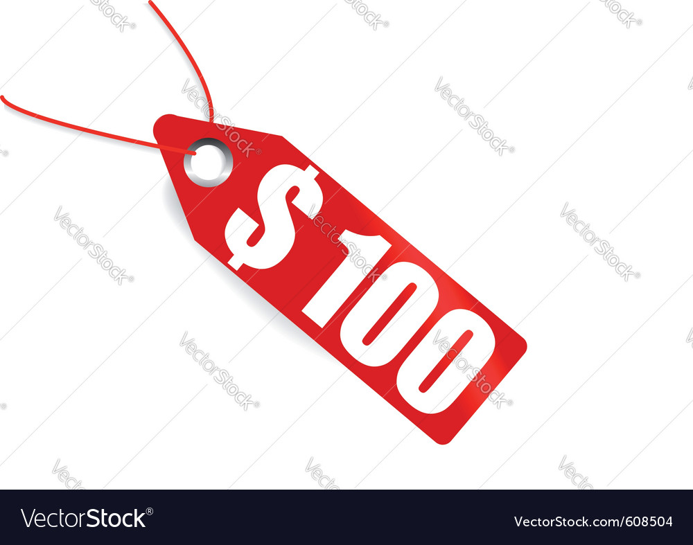 Red tag with sum of credit