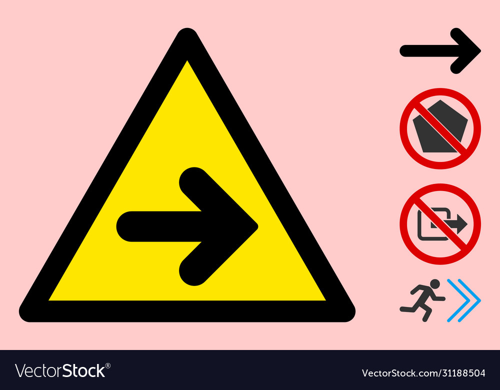 Right arrow warning triangle sign icon vector image Right arrow warning triangle sign icon