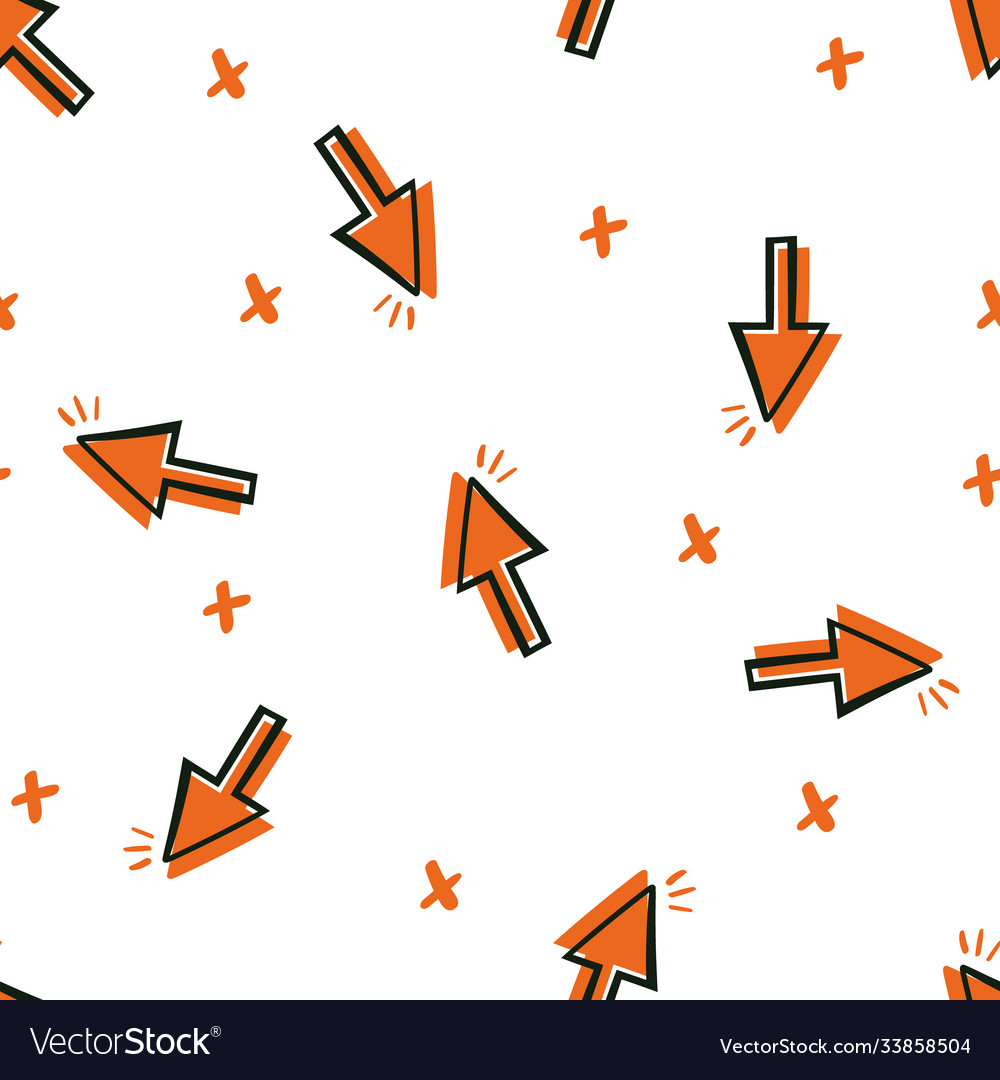 Seamless pattern with hand-drawn cursor icon vector image Seamless pattern with hand-drawn cursor icon