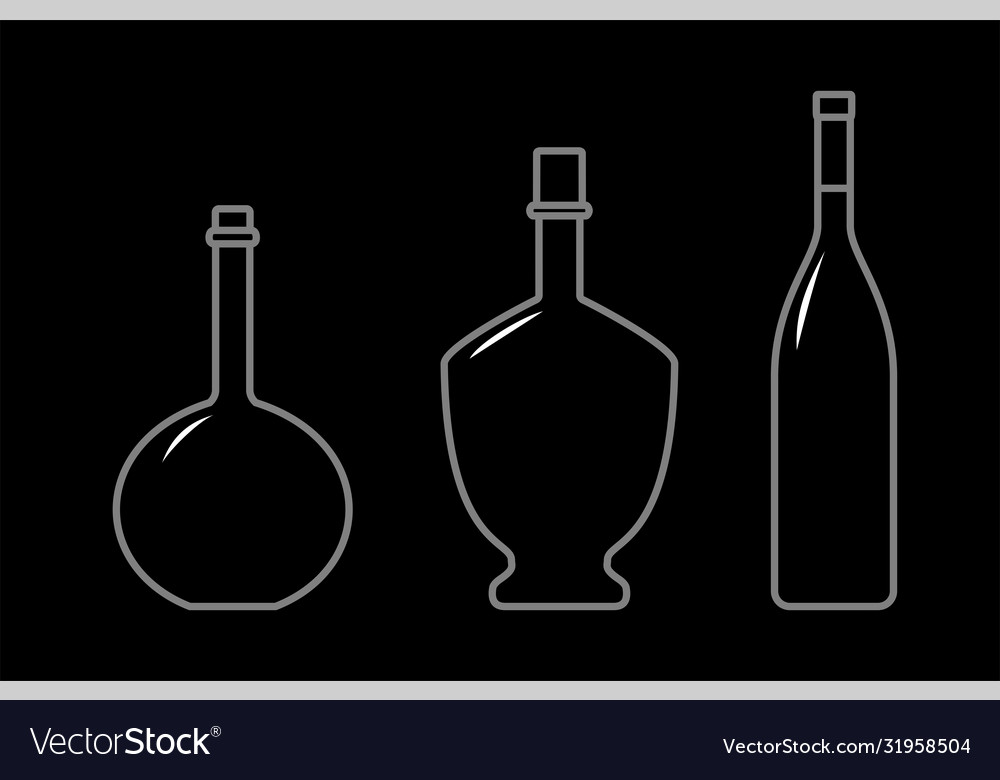 Set bottles different shapes with a narrow vector image Set bottles different shapes with a narrow