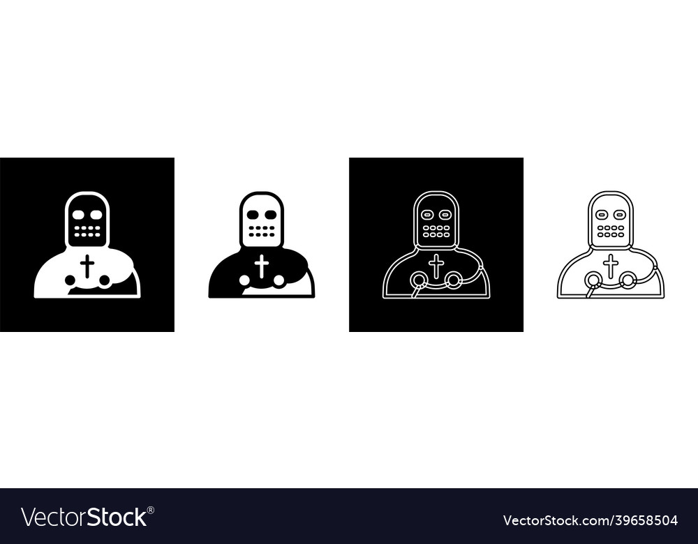 Set knight crusader icon isolated on black Vector Image Set knight crusader icon isolated on black