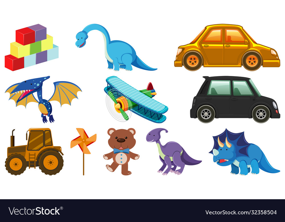Set various objects cartoon