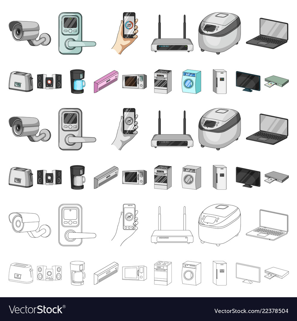 Smart Hausgeräte Cartoon Icons im Set