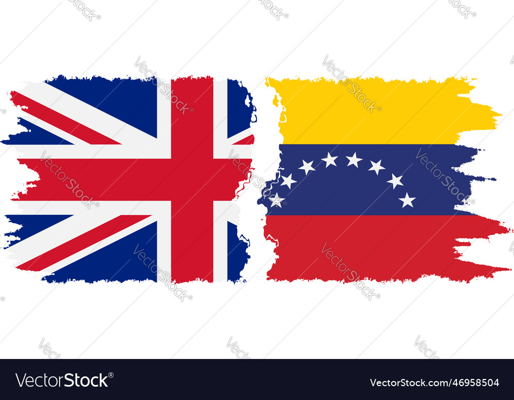 Venezuela and uk grunge flags connection Vector Image