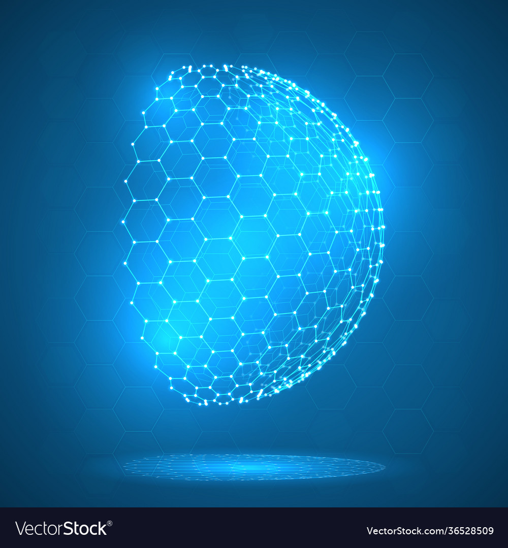 3d object from a hexagon grid with dots stylish