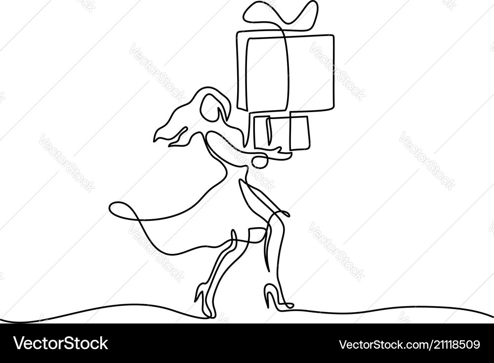 Beautiful Woman With Big Box Gift Royalty Free Vector Image