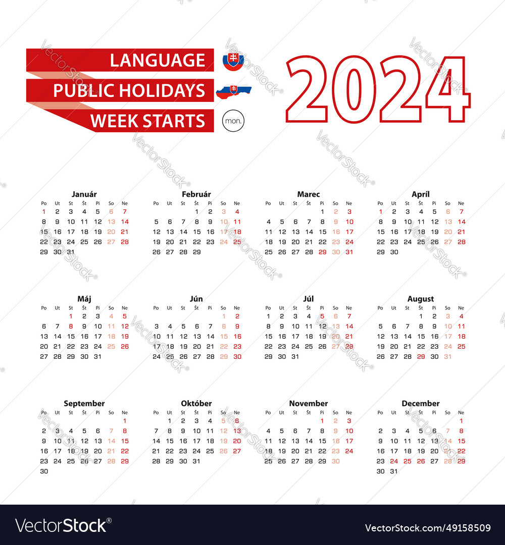 Kalender 2024 in slowakischer Sprache mit der Öffentlichkeit