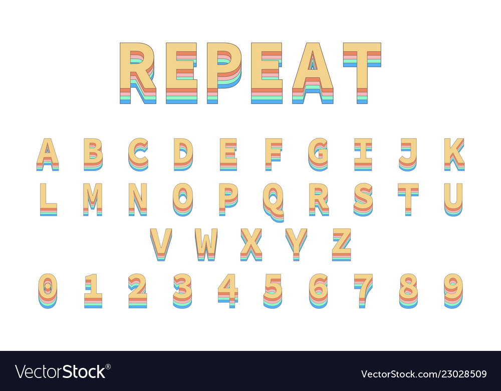 Colorful repeat font alphabet in