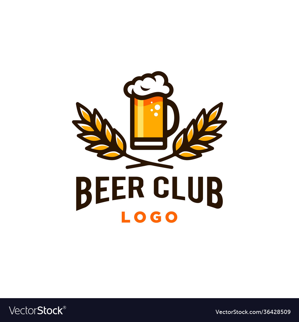 Craft beer glass and malt brewery label logo Vector Image