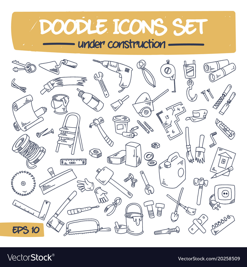 Doodle icons set - under construction