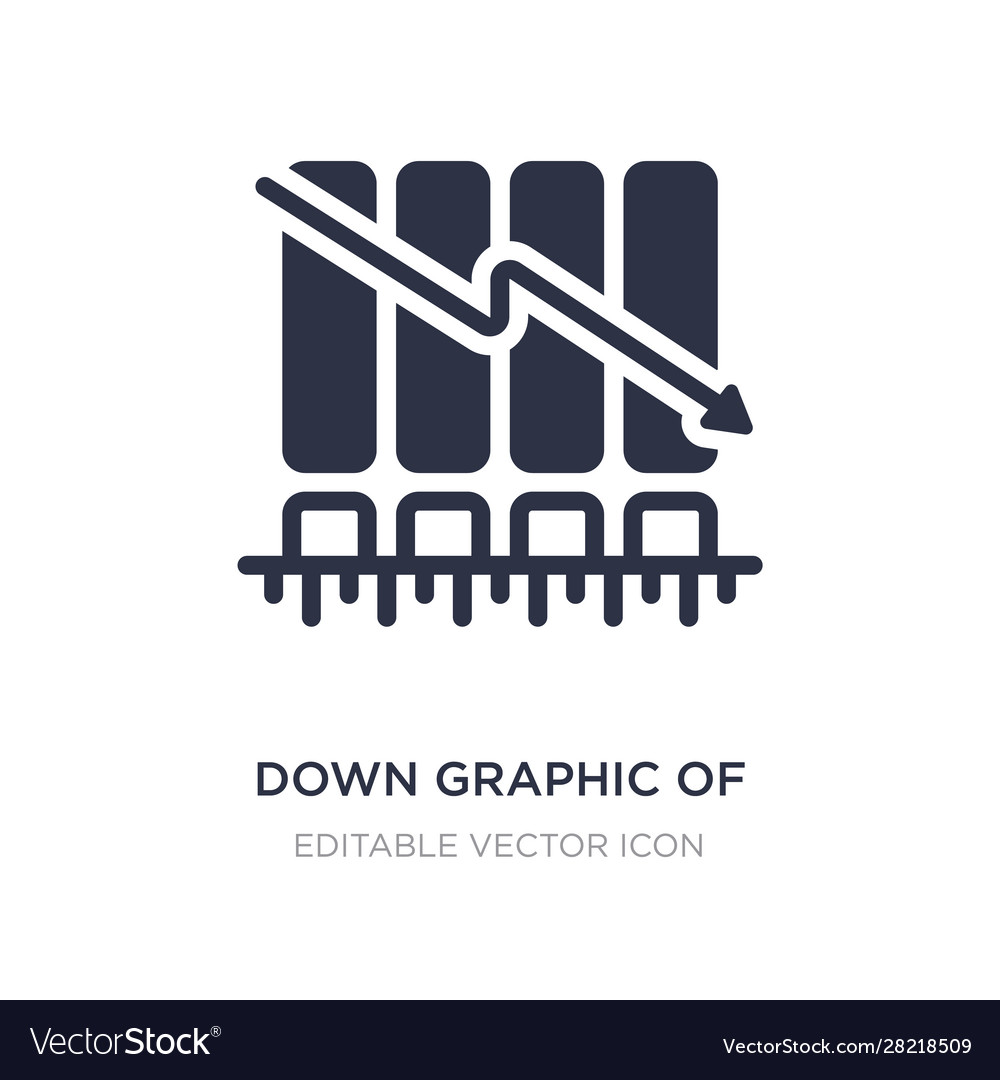 Down graphic business stats icon on white