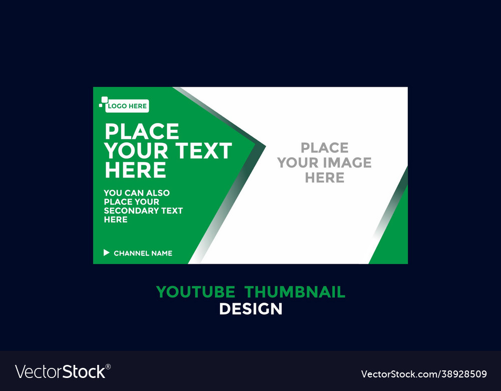 Editable youtube thumbnail design in green color
