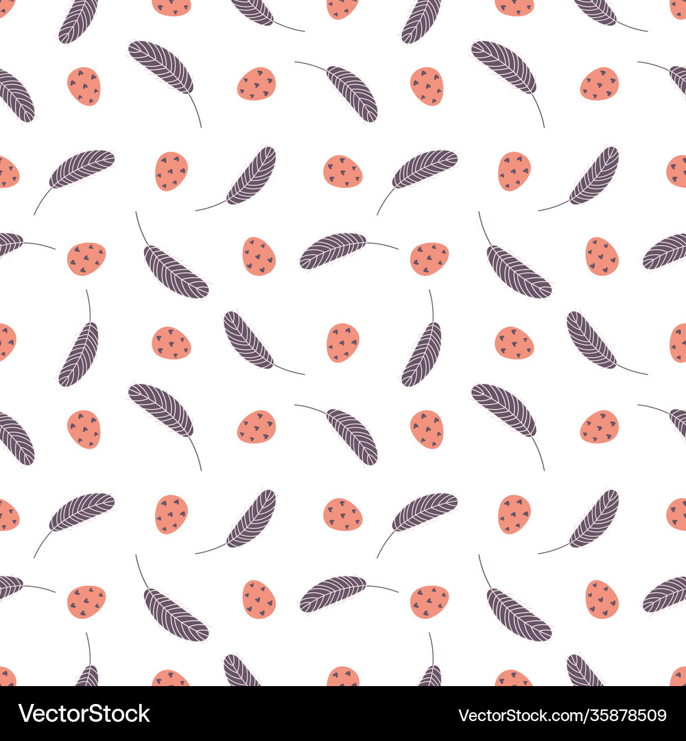 Eggs and feathers easter seamless pattern Vector Image